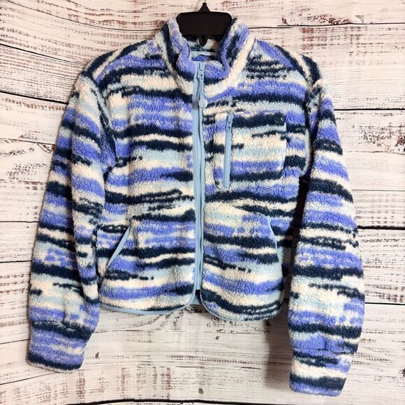 Athleta Girl Jacket Size Large So Toasty Tugga Sherpa Full zip up Cozy Fuzzy - Picture 3 of 12